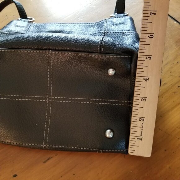 Vtg Tignanello Black Pebbled Leather Convertible Bag Tote Crossbody Bucket - Picture 7 of 15